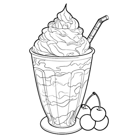 Premium Vector Milkshake Line Art Illustration For Menu Flyers Cafe