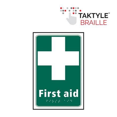 First Aid Sign Self Adhesive Taktyle 150mm X 225mm Rsis