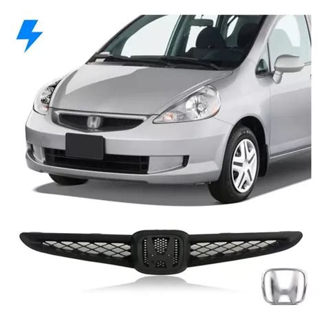 Grade Dianteira Honda Fit 2004 2005 2006 Preta C Emblema