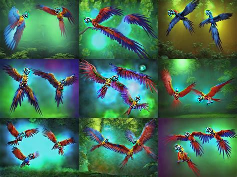 A Beautiful Hologram Of A Psychedelic Macaw Flying Stable Diffusion