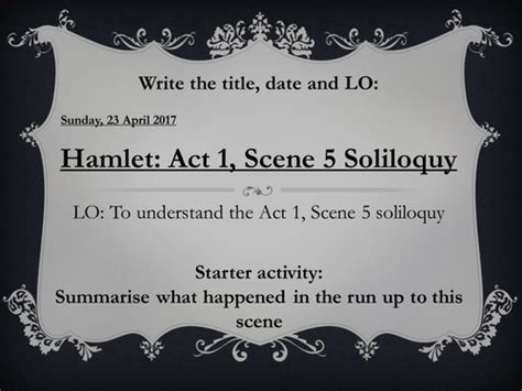 Hamlet Act 1, Scene 5 Soliloquy Analysis | Teaching Resources