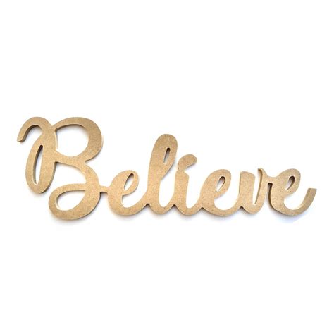 Palavra Decorativa Believe Lettering Para Parede Cm Em Mdf Cru Mm