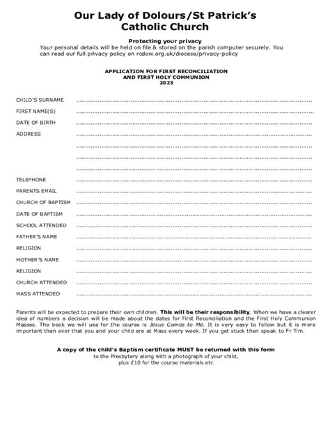 Fillable Online Parish Rcdow Org Fhc Application Form Fax Email Print Pdffiller