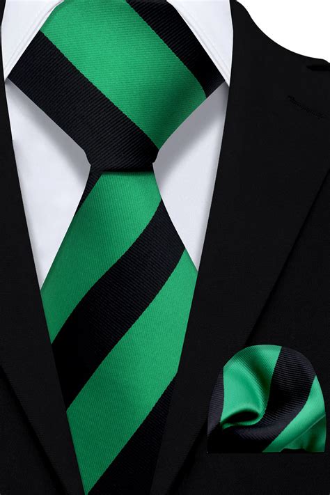 Black And Green Striped Tie Set Gentlemans Guru