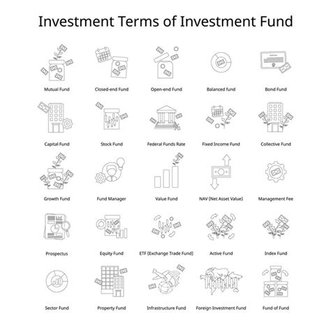 Termos De Investimento E Vocabulário De Diferentes Tipos De Fundo De Investimento ícone De Linha