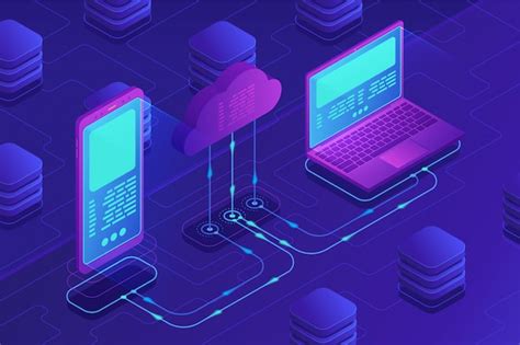 Concept De Stockage En Nuage Isom Trique Vecteur Premium