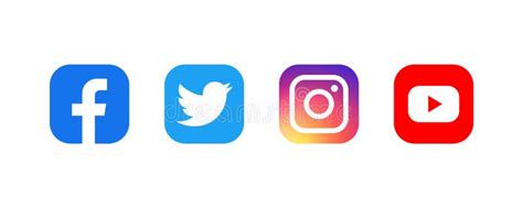 Set Of Facebook Twitter Instagram And Youtube Icons Social Media Icons