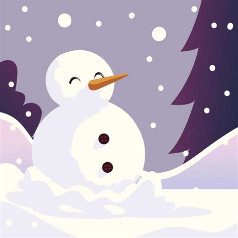 christmas cartoon snowman snowfall in the winter scene 3370229 Vector Art at Vecteezy