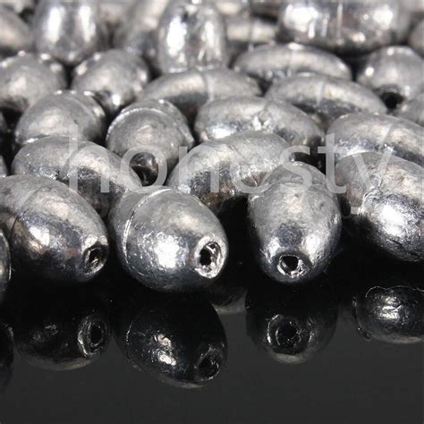 50pc Olive Shape Weights Lead Sinkers Pure Lead Making Sea Fishing