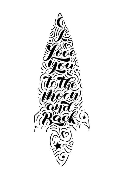 I Love You To The Moon And Back Brush Lettering Vector Illustration Stock Illustration