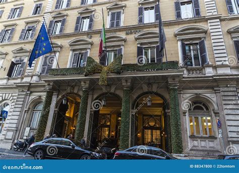 Luxury Le Grand Hotel in Rome, Italy. Editorial Image - Image of street ...