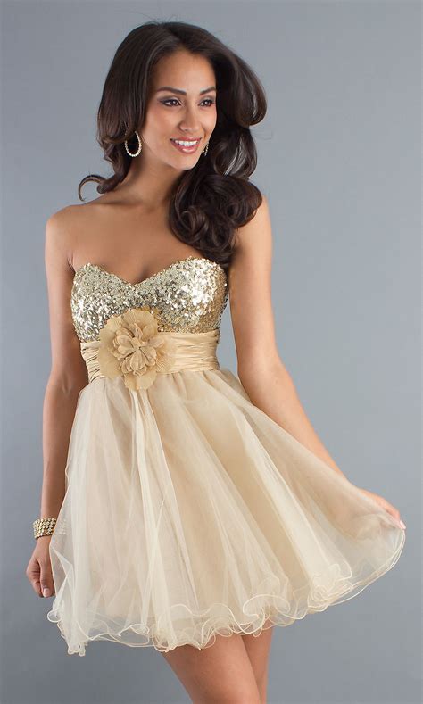 Short Strapless Party Dress Strapless Formal Gold Dress Promgirl Strapless Party Dress