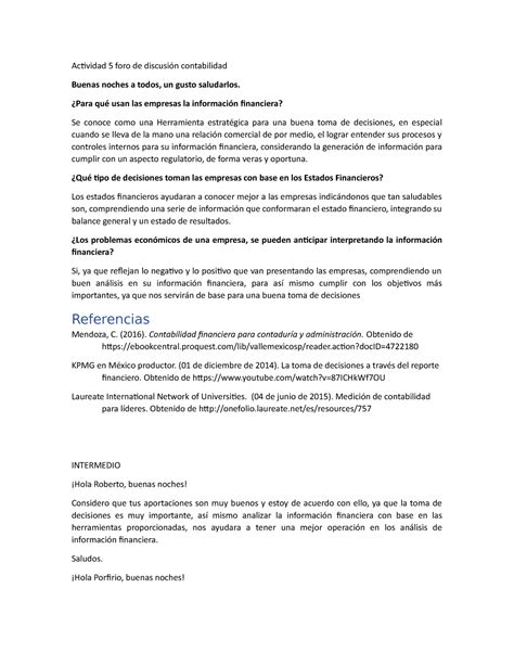 Actividad 5 foro de discusión contabilidad Para qué usan las