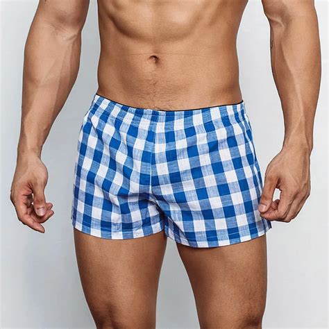 Buy 5pcs Men S Boxers Plaid Shorts 100 Cotton Underwears Home Leisure Shorts