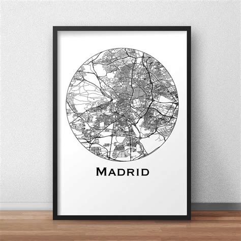 Affiche A Carte Madrid Espagne Minimalist Map City Map Poster De