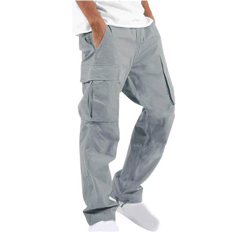 Safuny Cargo Pants For Men Elastic Waist Solid Color Comfy Lounge