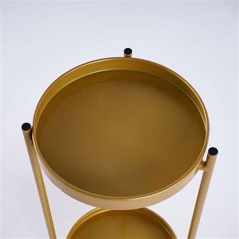 Round Metal Plant Stand Tiered Gold Plant Pot Stand For Indoor In