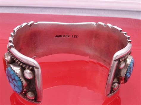 Jameson Lee Navajo Sterling Silver Morenci Turquoise Coral Cuff