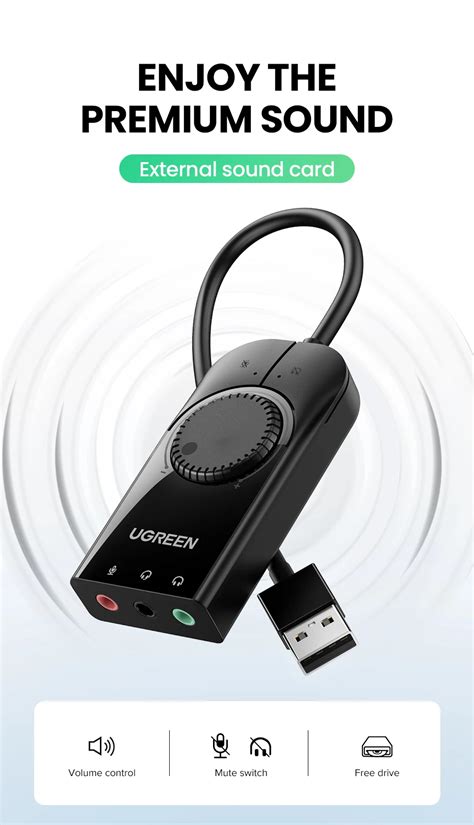 Ugreen Sound Card Usb Audio Interface External Mm Microphone Audio