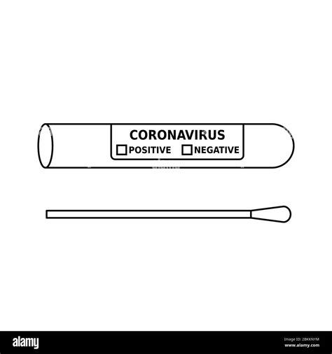 Hisopo de coronavirus en el icono de la línea del tubo de ensayo