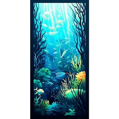 Premium Photo | Glass Door With Underwater Seaweed and Fish Deep Ocean Blue Art Concept Ideas on ...