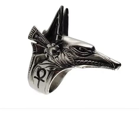 Anillo Para Hombre Dios Anubis Egipcio Acero Inoxidable Cuotas Sin