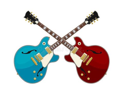 Guitar Battle Concept Two Guitars Crossed Stock Vector Illustration