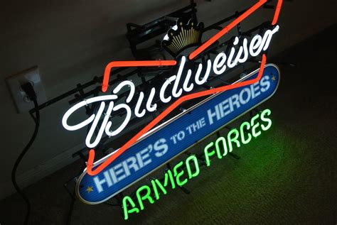 Budweiser Armed Forces Neon Sign Property Room