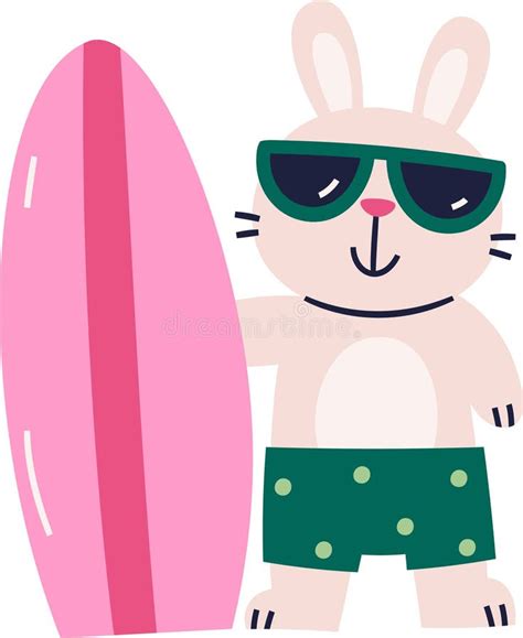 Rabbit With Surfing Board Stock Vector Illustration Of Bunny 319846832