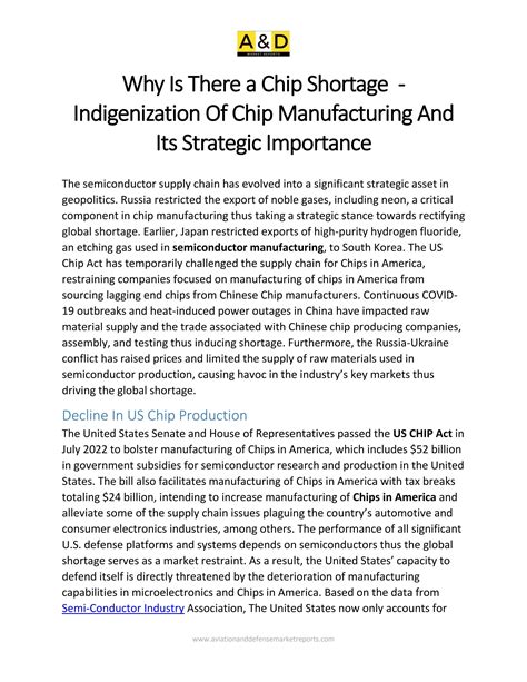 Why Is There A Chip Shortage Indigenization Of Chip Manufacturing And