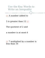 Use the Key Words to Write an Inequality.docx - Use the Key Words to ...