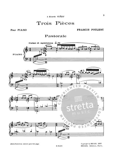 Trois Pieces Pour Piano Von Francis Poulenc Im Stretta Noten Shop Kaufen