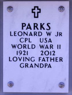 Leonard Walter Bill Parks Jr M Morial Find A Grave