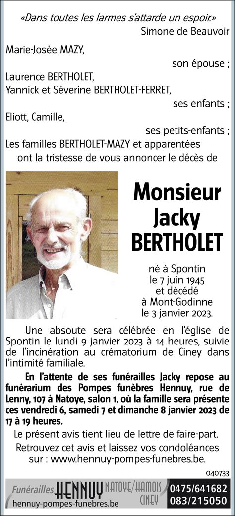 Jacky BERTHOLET 03 01 2023 Avis nécrologique lavenir net