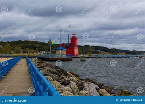 Holland State Park Big Red Lighthouse Editorial Image - Image of ...