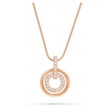 Circle Pendant Round Shape White Rose Gold Tone Plated Swarovski