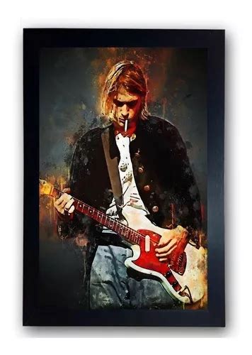 Quadro Cobain Rock Nirvana Kurt Grunge 44cm Moldura Parcelamento Sem