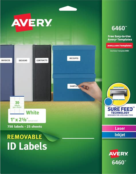 Avery Removable Id Labels Sure Feed Technology Removable