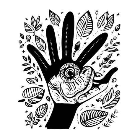 Premium Vector Sketch Of Sign Hi Hand With Five Fingers Open Palm