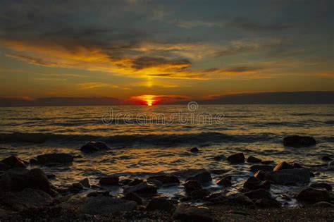 Sunset On The Sea Of Azov Stock Image Image Of Russia