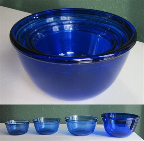 Set Of Anchor Hocking Pyrex Glass Cobalt Blue Nesting Mixing