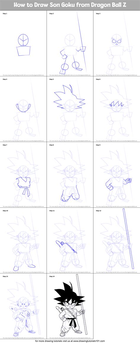 How To Draw Son Goku From Dragon Ball Step By Step Dragon Ball Draw Anime Nbkomputer