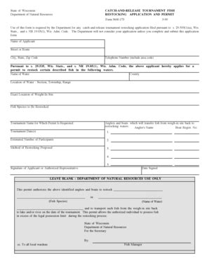 Fillable Online Dnr Wi Form Front Wisconsin Department Of