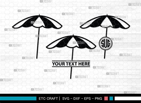 Beach Umbrella Monogram Beach Umbrella Silhouette Beach Umbrella Svg