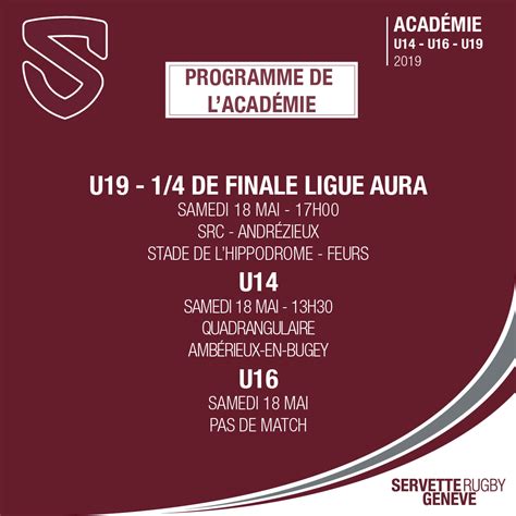 Servette Rugby Genève on Twitter Retrouvez le programme du week end