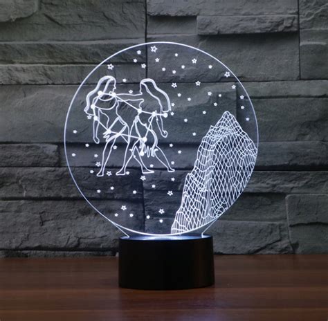 Lampka Nocna LED 3D Bliźnięta Znak Zodiaku Plexido Sklep EMPIK