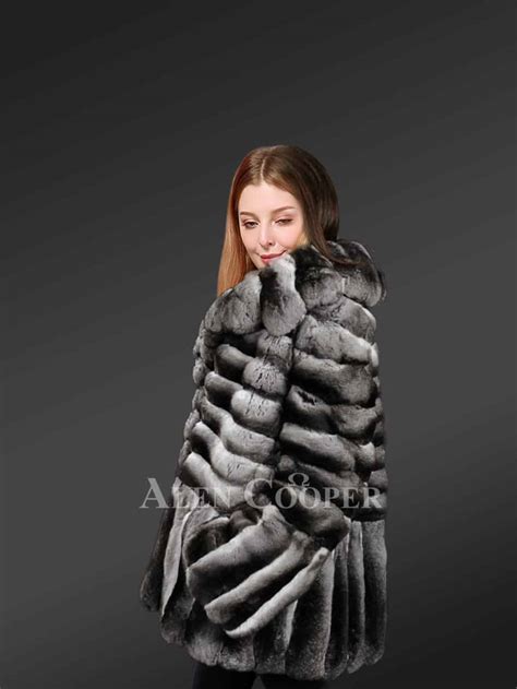 Real Chinchilla Fur Coat Swing