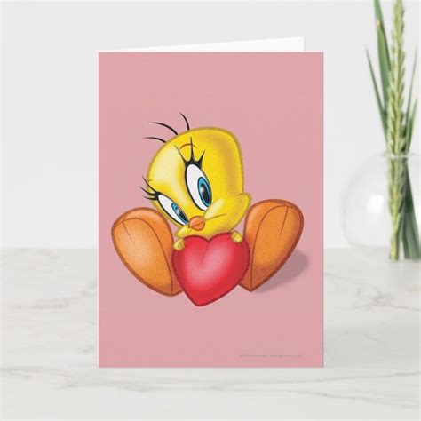 Tweety Holding Heart Card Zazzle Valentine Cartoon Heart Cards Happy Anniversary Cards