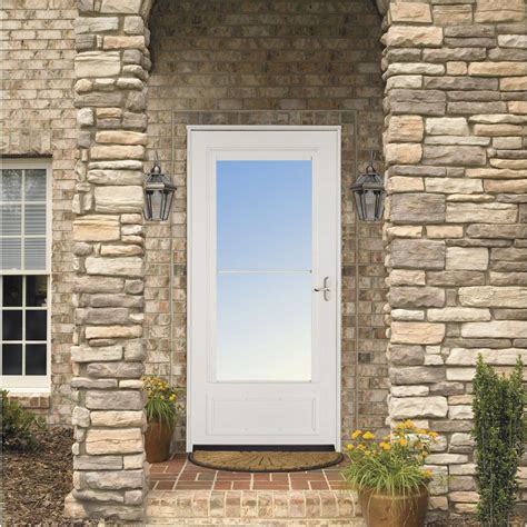 Shop Comfort Bilt Larson Savannah Sandstone Mid View Tempered Glass Retractable Wood Core Storm