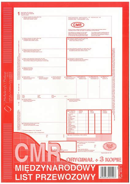 CMR Międzynarodowy list przewozowy A4 oryginał 3 kopie 800 1 BIUROS